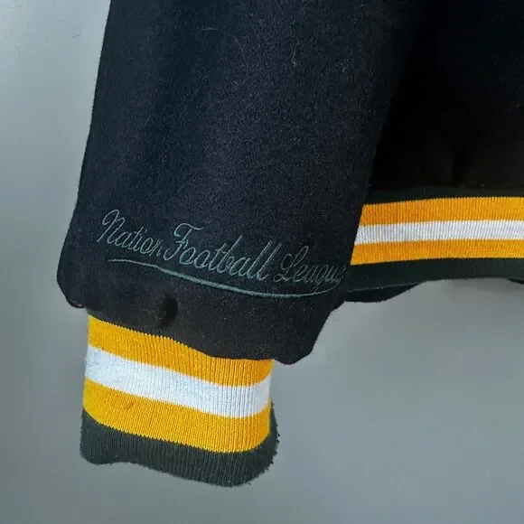 G-III Apparel NFL Green Bay Packer Black Reversible Men Wool Polyester Coat 6X